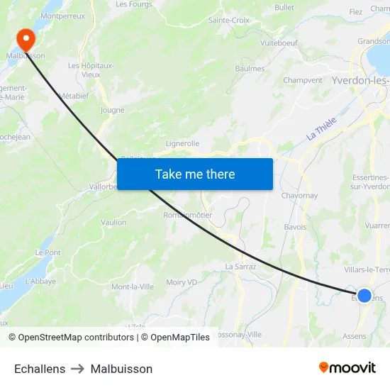 Echallens to Malbuisson map