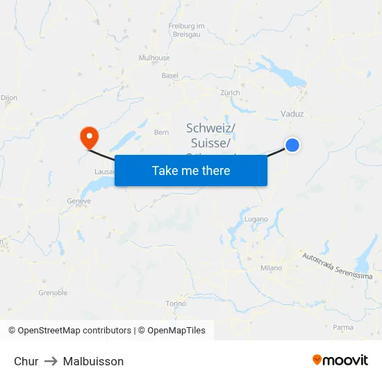 Chur to Malbuisson map