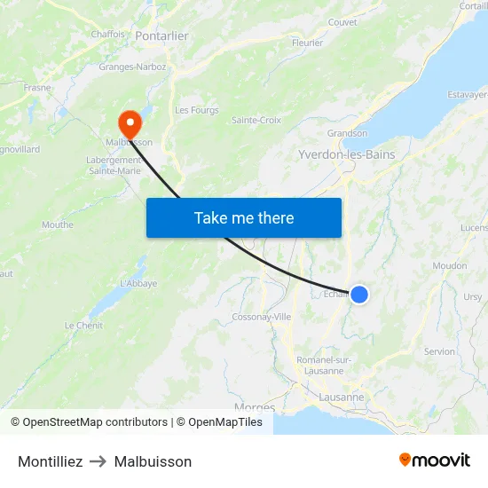 Montilliez to Malbuisson map