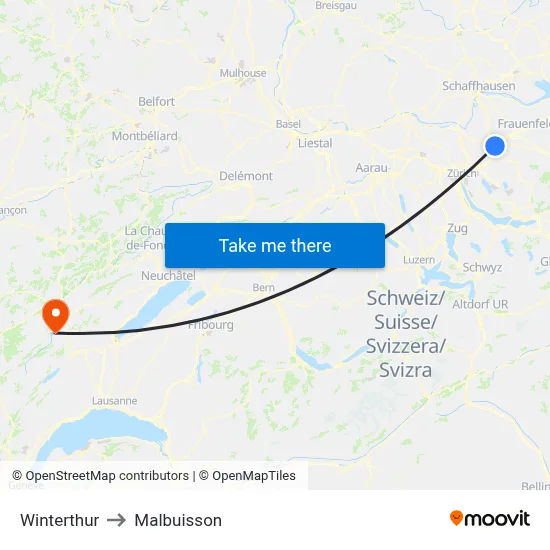 Winterthur to Malbuisson map