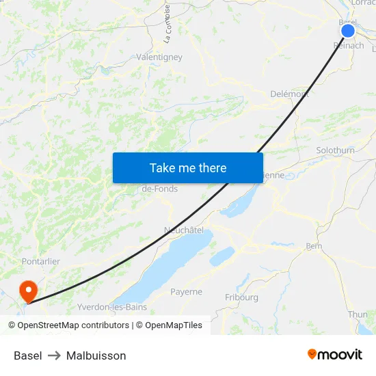 Basel to Malbuisson map