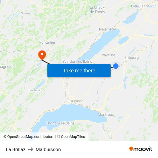 La Brillaz to Malbuisson map