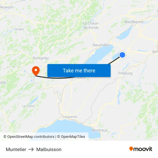 Muntelier to Malbuisson map
