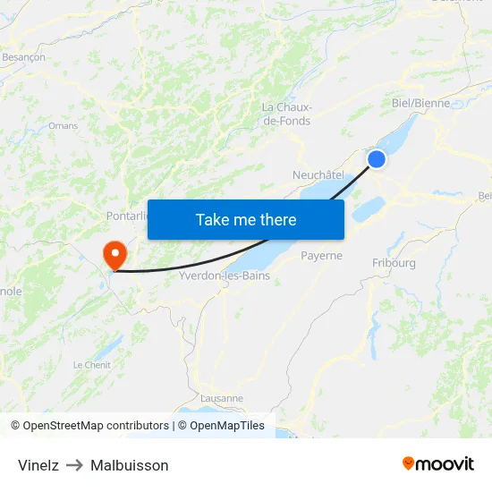 Vinelz to Malbuisson map