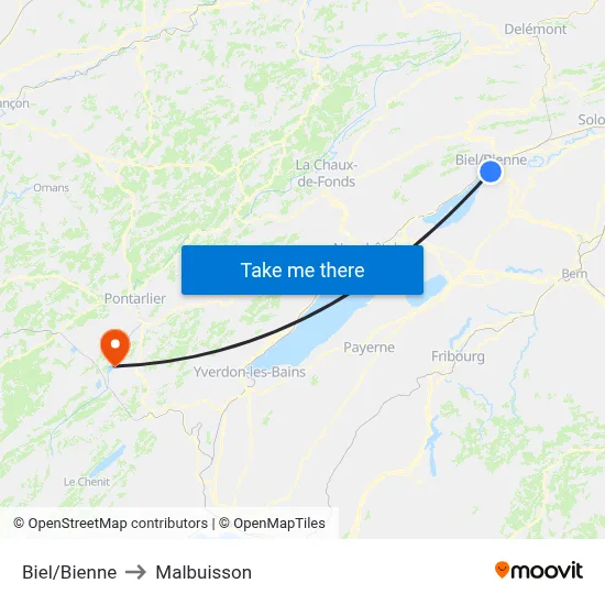 Biel/Bienne to Malbuisson map