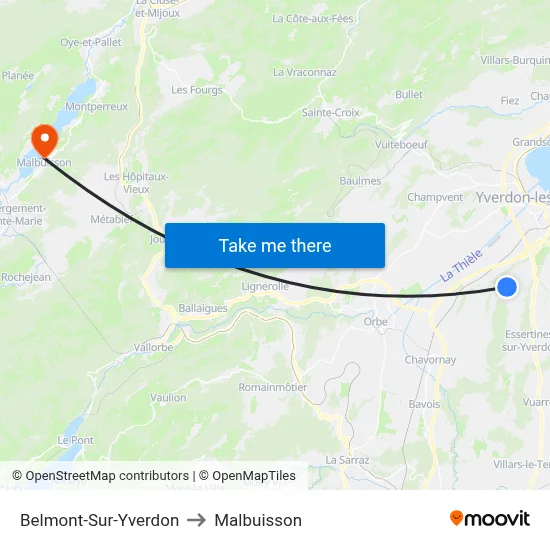 Belmont-Sur-Yverdon to Malbuisson map