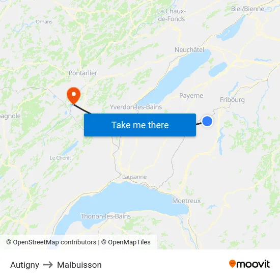 Autigny to Malbuisson map