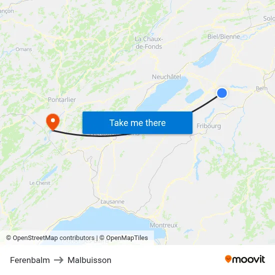 Ferenbalm to Malbuisson map