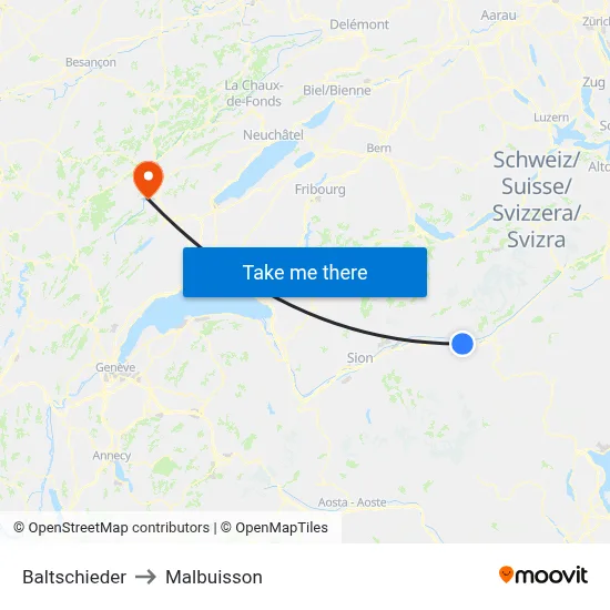 Baltschieder to Malbuisson map