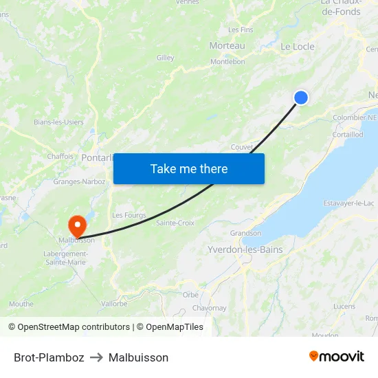 Brot-Plamboz to Malbuisson map