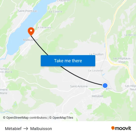 Métabief to Malbuisson map