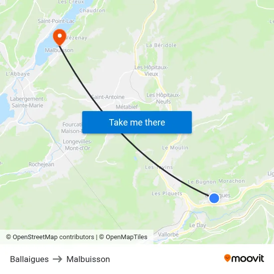 Ballaigues to Malbuisson map