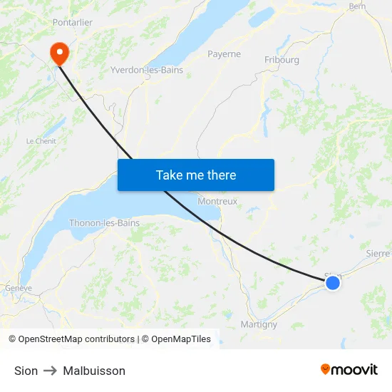 Sion to Malbuisson map