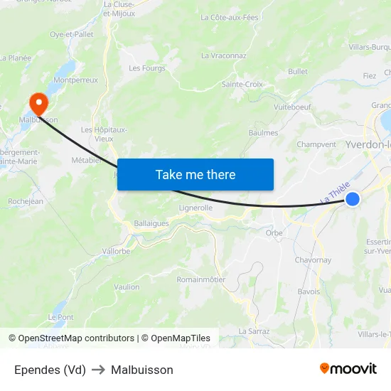 Ependes (Vd) to Malbuisson map