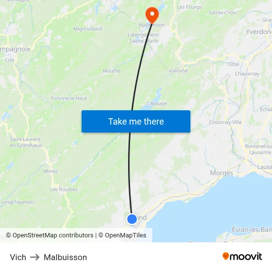 Vich to Malbuisson map