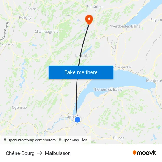 Chêne-Bourg to Malbuisson map