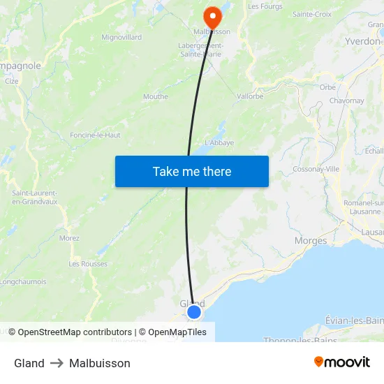Gland to Malbuisson map