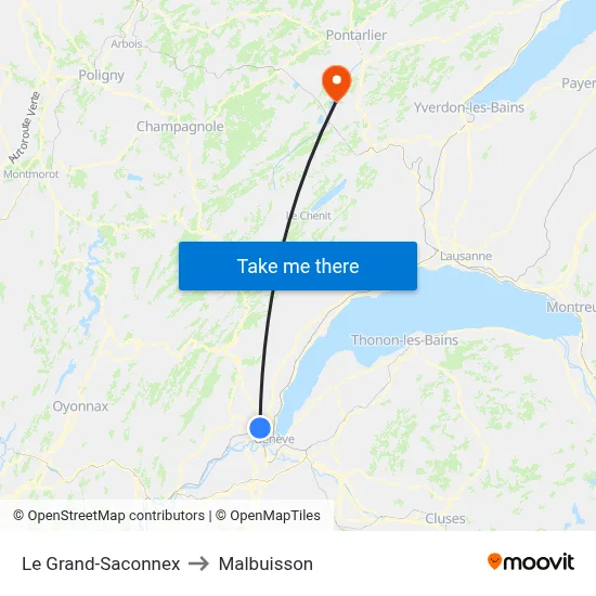 Le Grand-Saconnex to Malbuisson map