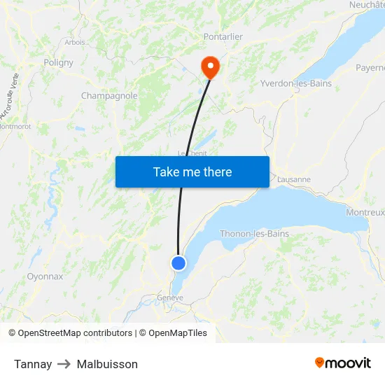 Tannay to Malbuisson map