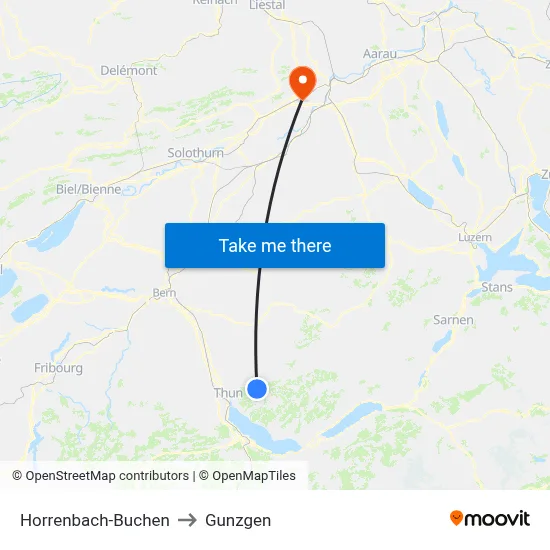Horrenbach-Buchen to Gunzgen map