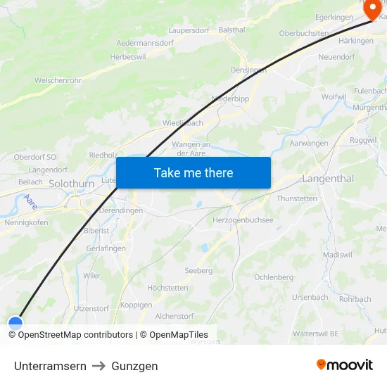 Unterramsern to Gunzgen map