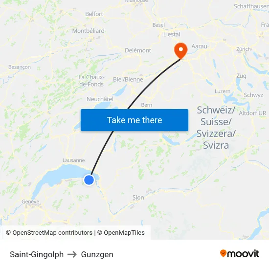 Saint-Gingolph to Gunzgen map