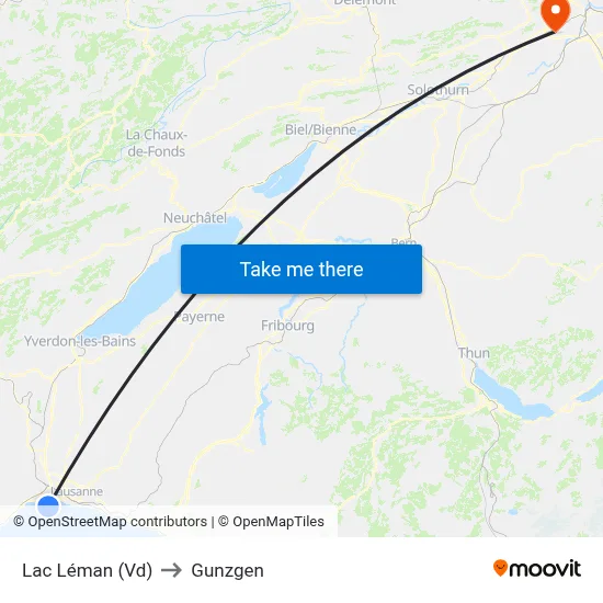 Lac Léman (Vd) to Gunzgen map