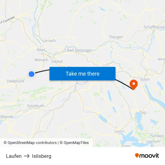 Laufen to Islisberg map