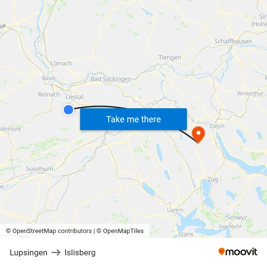 Lupsingen to Islisberg map