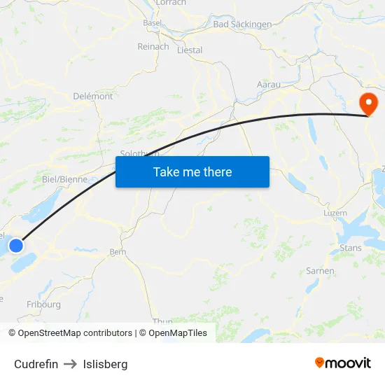 Cudrefin to Islisberg map