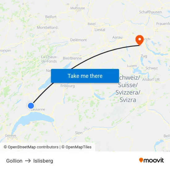 Gollion to Islisberg map