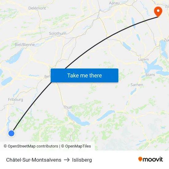 Châtel-Sur-Montsalvens to Islisberg map