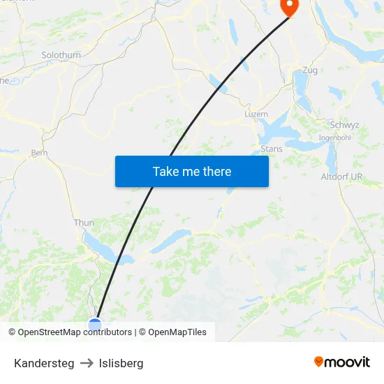 Kandersteg to Islisberg map