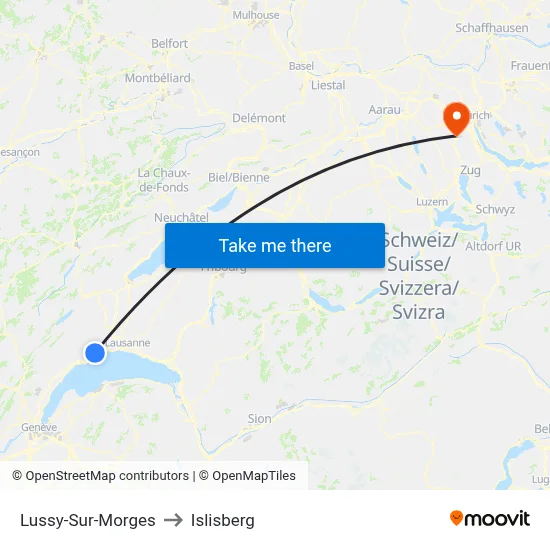 Lussy-Sur-Morges to Islisberg map