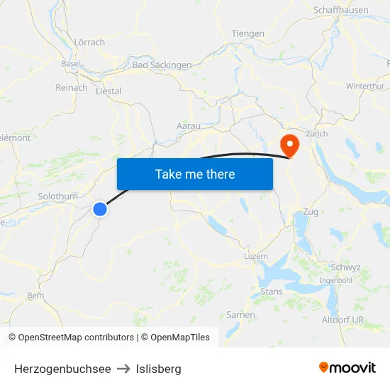 Herzogenbuchsee to Islisberg map