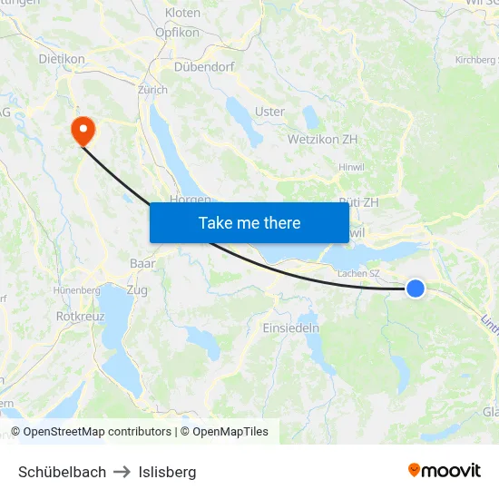 Schübelbach to Islisberg map