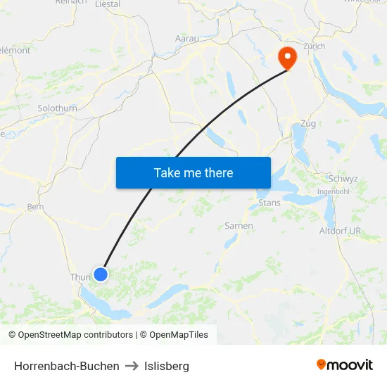 Horrenbach-Buchen to Islisberg map