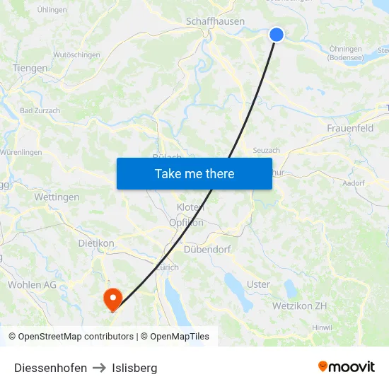 Diessenhofen to Islisberg map