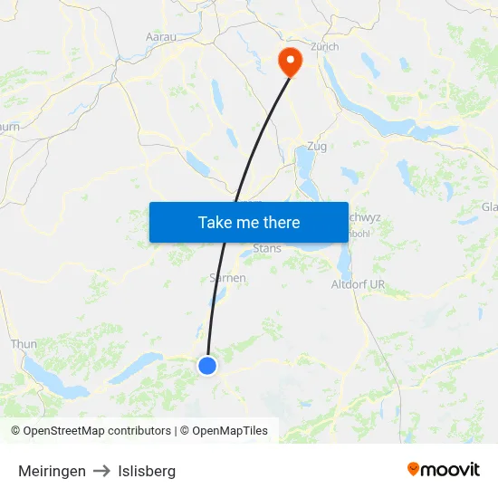 Meiringen to Islisberg map
