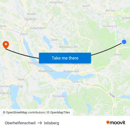 Oberhelfenschwil to Islisberg map