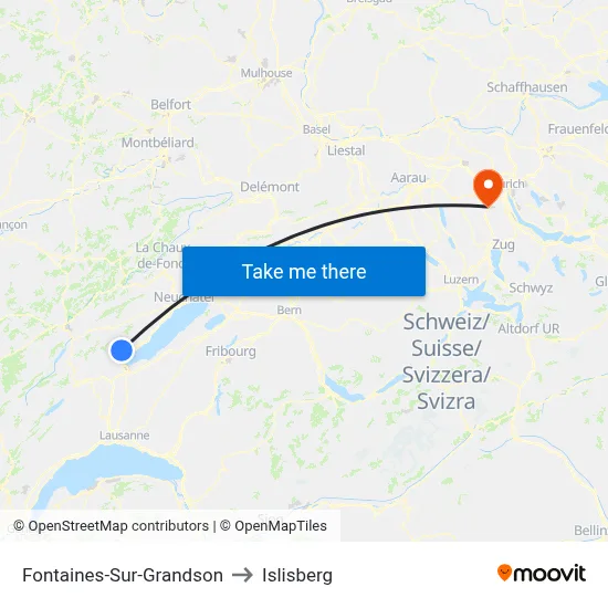 Fontaines-Sur-Grandson to Islisberg map