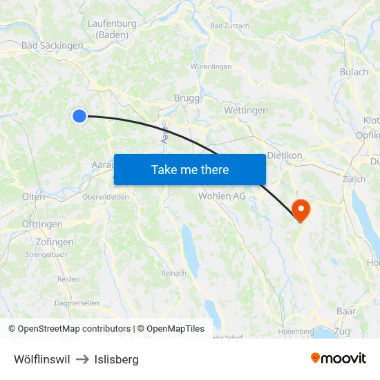 Wölflinswil to Islisberg map