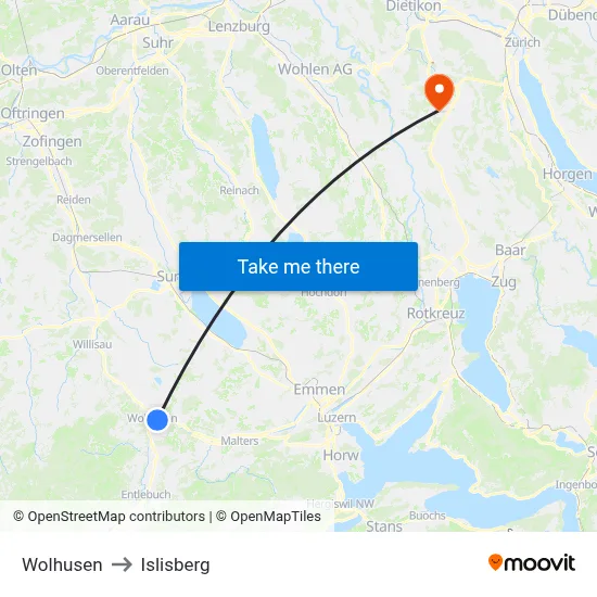 Wolhusen to Islisberg map