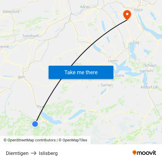 Diemtigen to Islisberg map