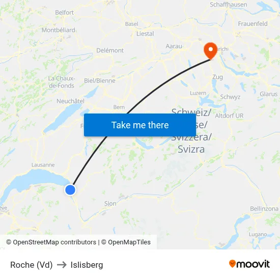 Roche (Vd) to Islisberg map