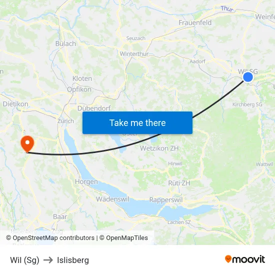 Wil (Sg) to Islisberg map