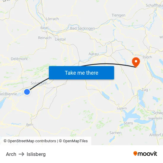 Arch to Islisberg map