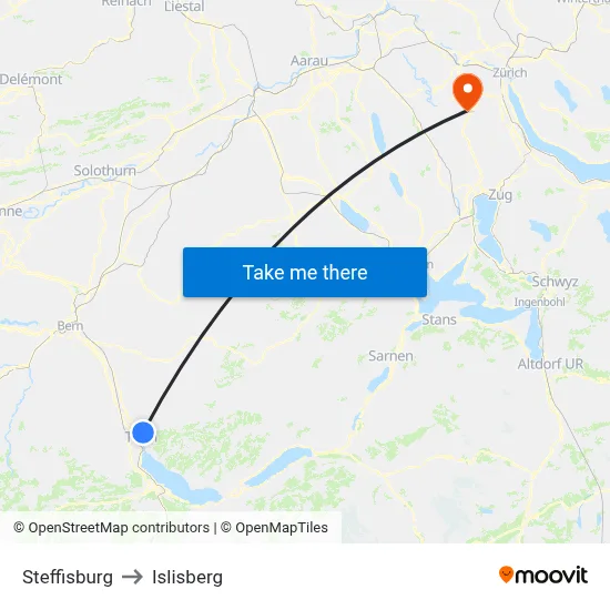 Steffisburg to Islisberg map