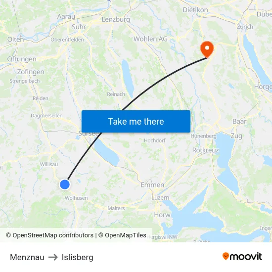 Menznau to Islisberg map