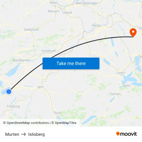 Murten to Islisberg map